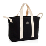 Sac de plage en toile recyclée avec finition lavée 400 g/m² couleur noir vue avec logo