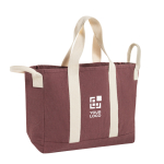 Sac de plage en toile recyclée avec finition lavée 400 g/m² couleur marron foncé avec zone d'impression
