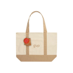 Tote bag en coton recyclé avec message 20 L 350 g/m² couleur blanc cassé vue avec logo