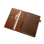 Carnet rechargeable A5 en PU avec poches et élastique, pages lignées couleur marron troisième vue