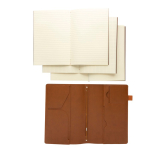 Carnet rechargeable A5 en PU avec poches et élastique, pages lignées couleur marron sixième vue