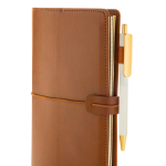 Carnet rechargeable A5 en PU avec poches et élastique, pages lignées couleur marron septième vue
