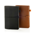 Carnet rechargeable A5 en PU avec poches et élastique, pages lignées couleur marron vue générale