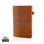 Carnet rechargeable A5 en PU avec poches et élastique, pages lignées couleur marron