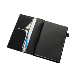 Carnet rechargeable A5 en PU avec poches et élastique, pages lignées couleur noir troisième vue