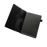 Carnet rechargeable A5 en PU avec poches et élastique, pages lignées couleur noir quatrième vue