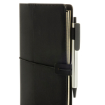 Carnet rechargeable A5 en PU avec poches et élastique, pages lignées couleur noir septième vue