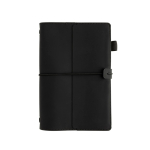 Carnet rechargeable A5 en PU avec poches et élastique, pages lignées couleur noir huitième vue