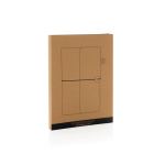 Carnet rechargeable A5 en PU avec poches et élastique, pages lignées couleur noir deuxième vue avec boîte