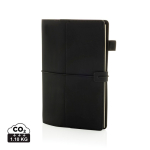 Carnet rechargeable A5 en PU avec poches et élastique, pages lignées couleur noir
