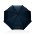 Parapluie pliant automatique 21'' poignée en cuir synthétique mat Ø108 couleur bleu marine vue avec logo
