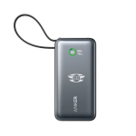 Batterie externe personnalisable à charge rapide 10 000 mAh Anker couleur noir vue avec logo