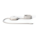 Câble de charge USB-C vers USB-C 2 en 1 en aluminium 15 W Zens Pro 2 couleur blanc cassé vue avec logo