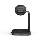 Chargeur sans fil double avec support magnétique de bureau Qi Zens couleur noir troisième vue