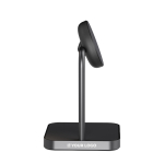 Chargeur sans fil double avec support magnétique de bureau Qi Zens couleur noir avec zone d'impression