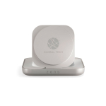 Chargeur magnétique de table de chevet Qi2 sur mesure USB-C 20 W Zens couleur blanc cassé vue avec logo