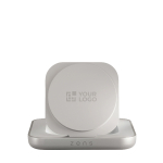 Chargeur magnétique de table de chevet Qi2 sur mesure USB-C 20 W Zens couleur blanc cassé avec zone d'impression