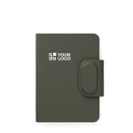 Étui pour passeport avec double localisateur Bluetooth 5.2 couleur vert avec zone d'impression