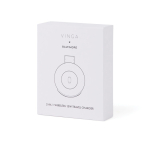 Chargeur sans fil écologique pliable 2 en 1 avec USB-C et 15 W couleur ivoire vue avec boîte