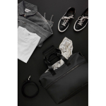 Sac de voyage extensible de week-end en polyester recyclé 54 L couleur noir vue d'ambiance