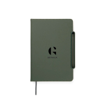 Carnet rechargeable A5 avec support pour téléphone, pages lignées couleur vert vue avec logo
