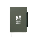 Carnet rechargeable A5 avec support pour téléphone, pages lignées couleur vert avec zone d'impression