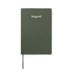 Carnet A5 à couverture souple en papier recyclé, pages lignées couleur vert vue avec logo