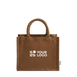 Sac en coton recyclé avec intérieur laminé 220 g/m² couleur marron avec zone d'impression