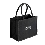 Grand sac en coton recyclé avec intérieur laminé 220 g/m² couleur noir avec zone d'impression