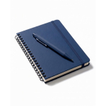 Set carnet A5 en PU et stylo aluminium à encre bleue couleur bleu marine vue détail 6