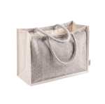 Sac en coton recyclé à large base et soufflet 530 g/m² couleur gris deuxième vue
