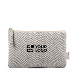 Trousse plate en coton recyclé à chevrons 530 g/m² couleur gris avec zone d'impression