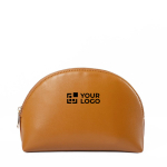 Trousse en similicuir avec fermeture éclair 520 g/m² couleur marron avec zone d'impression