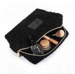 Trousse en polyester finition sherpa avec zip 360 g/m² couleur noir cinquième vue