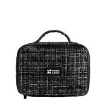 Trousse effet tweed en polyester à grande ouverture 270 g/m² couleur noir avec zone d'impression