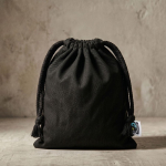 Sac pochon noir en coton Fairtrade léger 105 g/m² première vue