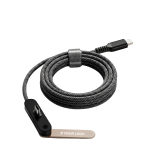Câble USB-C 100 cm avec support téléphone intégré 10 W couleur noir avec zone d'impression