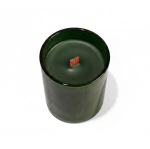 Bougie parfumée en céramique brillante, mèche bois 140 g couleur vert deuxième vue