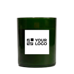 Bougie parfumée en céramique brillante, mèche bois 140 g couleur vert avec zone d'impression