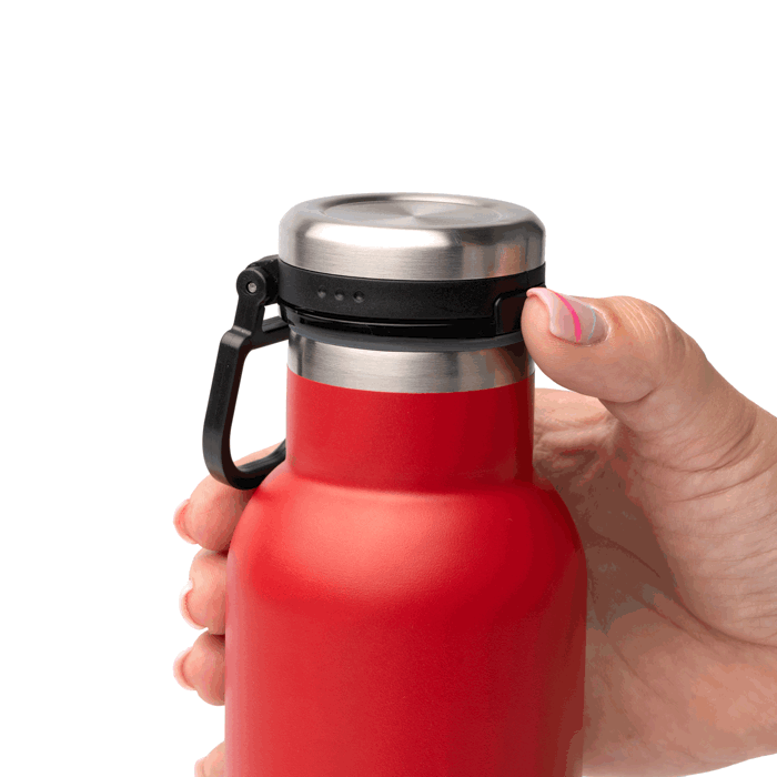 Bouteille en acier inoxydable recyclé avec bouton d’ouverture 480ml couleur rouge