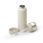 Bouteille en acier inoxydable recyclé à double paroi avec poignée et paille 730ml couleur beige quatrième vue