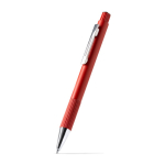 Stylo en aluminium recyclé à finition mate et encre bleue couleur rouge première vue d'usage