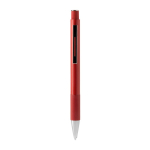 Stylo en aluminium recyclé à finition mate et encre bleue couleur rouge quatrième vue