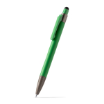 Stylo à bille en aluminium avec embout tactile et encre bleue couleur vert première vue d'usage