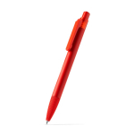 Stylo à bille en aluminium avec détails translucides et encre bleue couleur rouge première vue d'usage