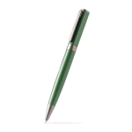 Stylo à bille rotatif en aluminium recyclé avec recharge jumbo à encre bleue couleur vert foncé première vue d'usage
