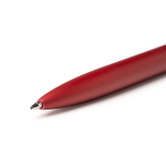 Stylo en aluminium avec bouton-poussoir en bambou, clip métallique et encre bleue couleur rouge vue détaillée 1