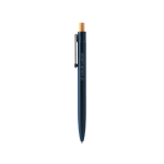 Stylo en aluminium avec bouton-poussoir en bambou, clip métallique et encre bleue vue principale
