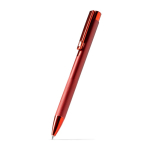 Stylo à bille en aluminium avec finition métallique mate et encre bleue couleur rouge première vue d'usage