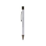 Stylo à poussoir en aluminium recyclé au toucher gomme et encre bleue vue principale